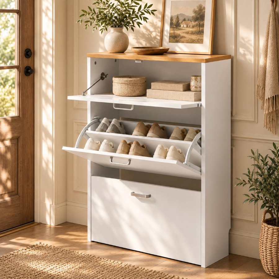 Shoe Rack Cabinet Narrow Entryway - Meuble de rangement pour chaussures, idéal