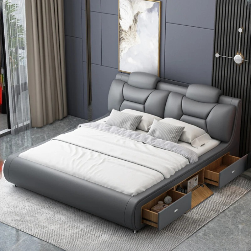 King Size Bed Frame With Storage Drawers - Lit double avec tiroirs de rangement,