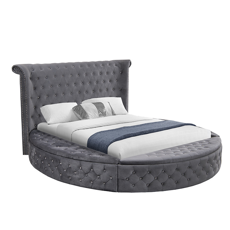 King Size Bed Frame With Storage Drawers - Cadre de lit capitonné King Queen