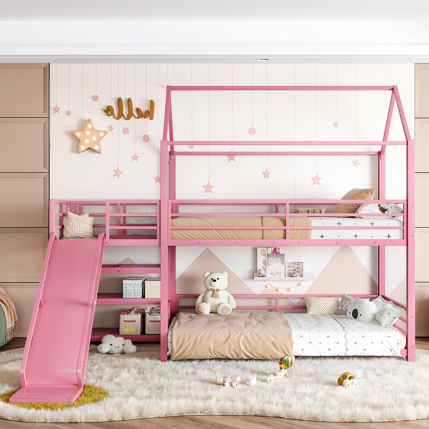 Bunk Bed With Stairs And Slide - Lit superposé double avec toboggan et