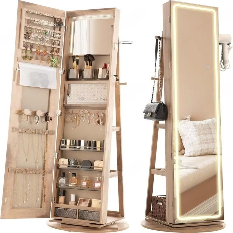 Full Length Mirror Jewelry Armoire - Vitrine à bijoux avec miroir sur