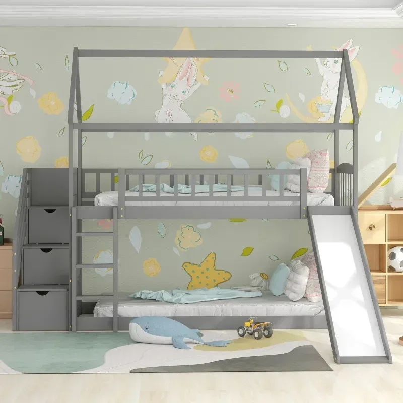 Lit superposé pour enfants en  - Bunk Bed With Stairs And Slide avis et prix