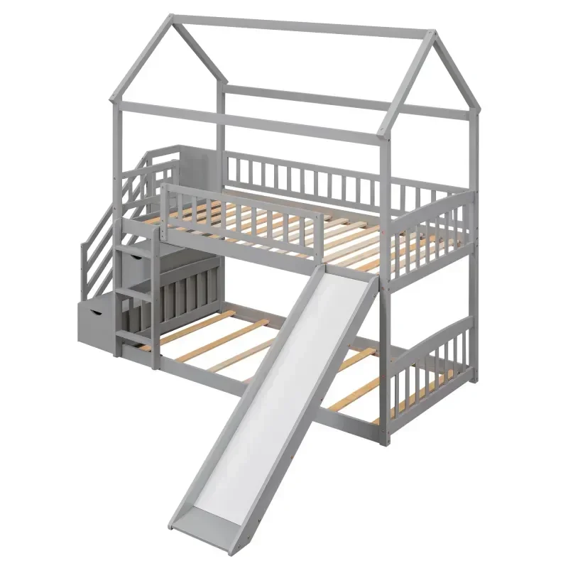 Lit superposé pour enfants en  - Bunk Bed With Stairs And Slide avis et prix