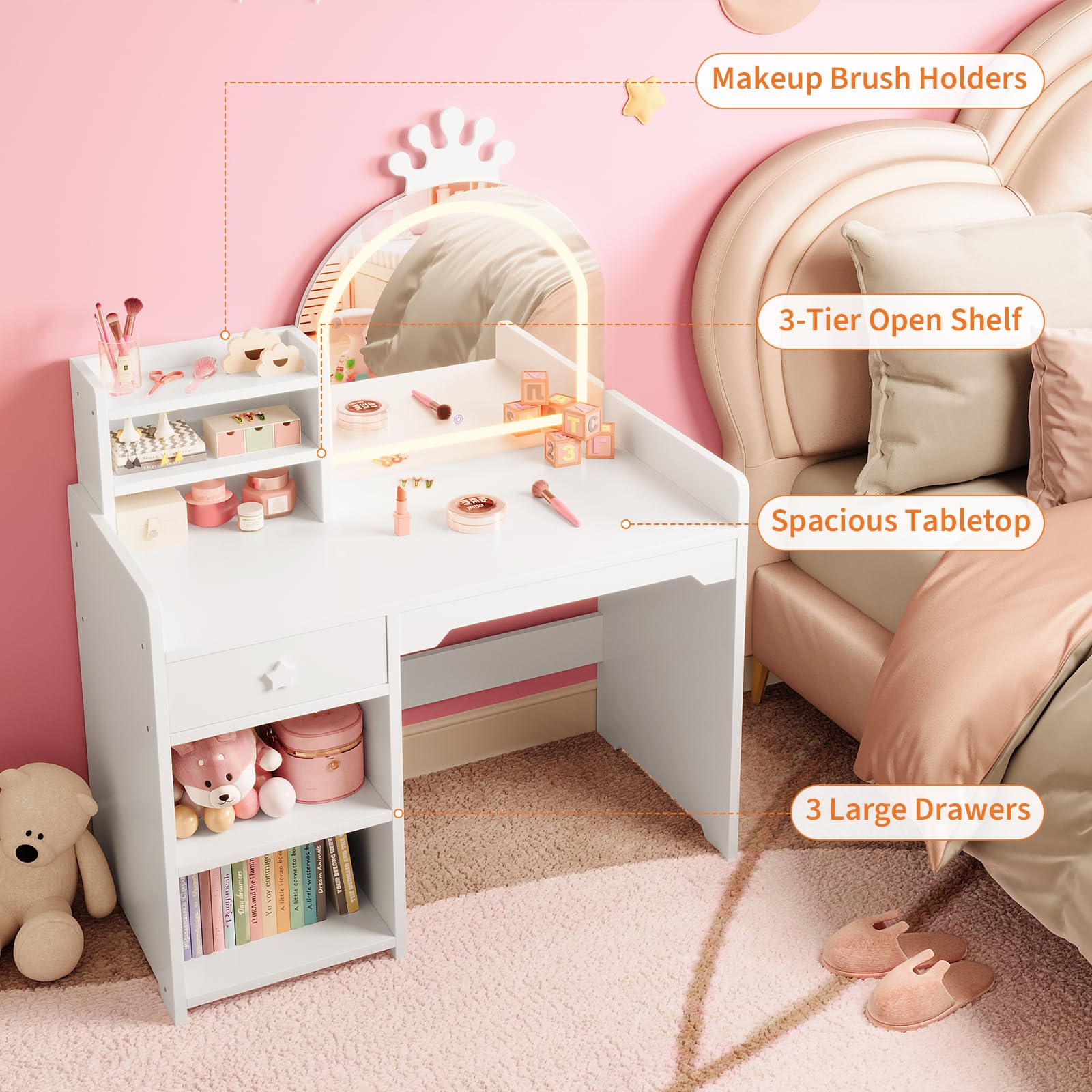 Ensemble coiffeuse et chaise p - Dressing Table Vanity With Lighted Mirror avis et prix