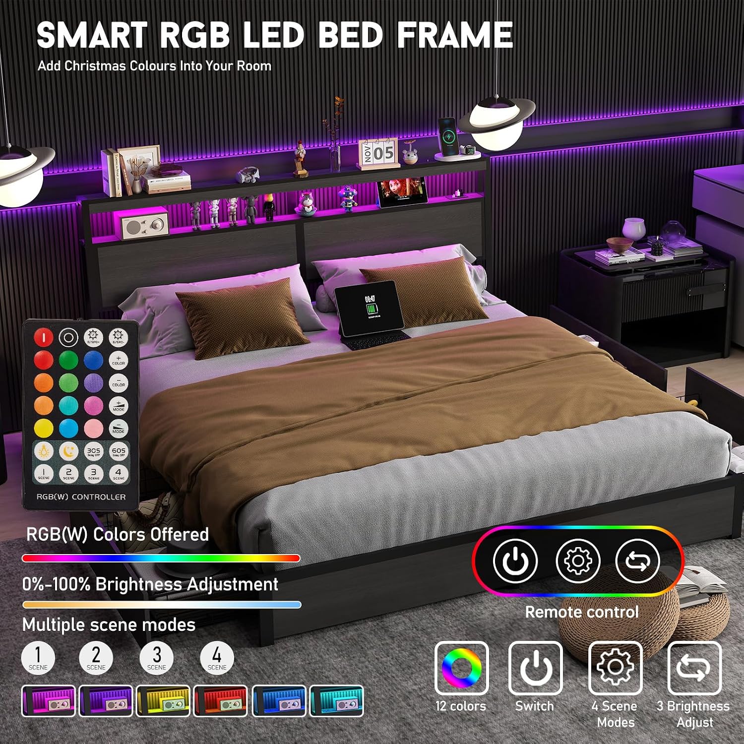 Cadre de lit King Size avec tê - King Size Bed Frame With Storage Drawers avis et prix