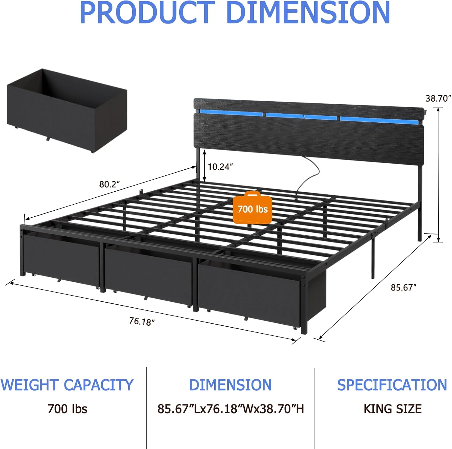 Cadre de lit King Size Foreste - King Size Bed Frame With Storage Drawers avis et prix