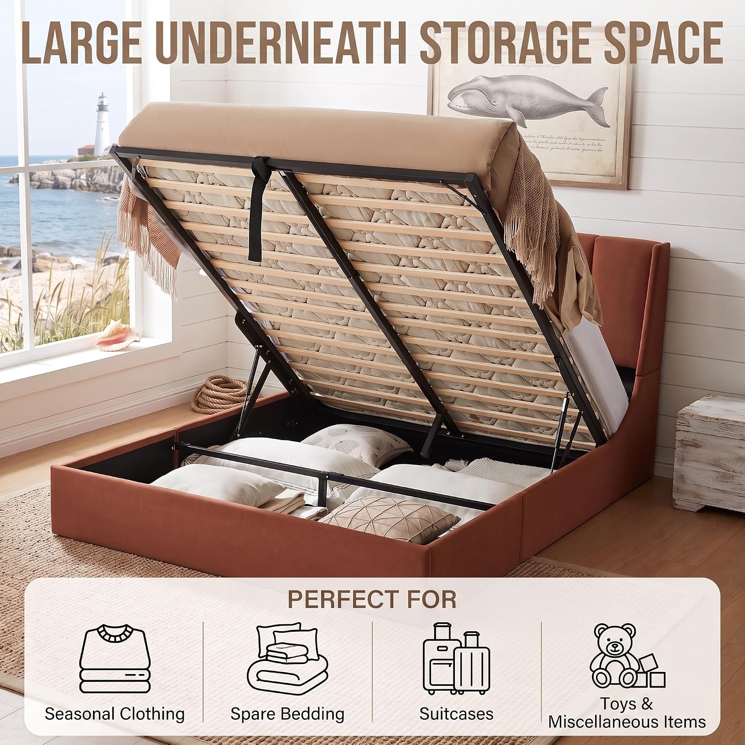 Cadre de lit avec rangement et - Gas Lift Storage Bed Hydraulic avis et prix