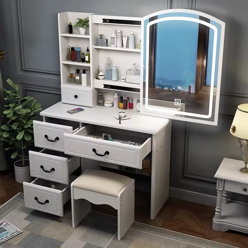 Coiffeuse de style nordique cr - Dressing Table Vanity With Lighted Mirror avis et prix