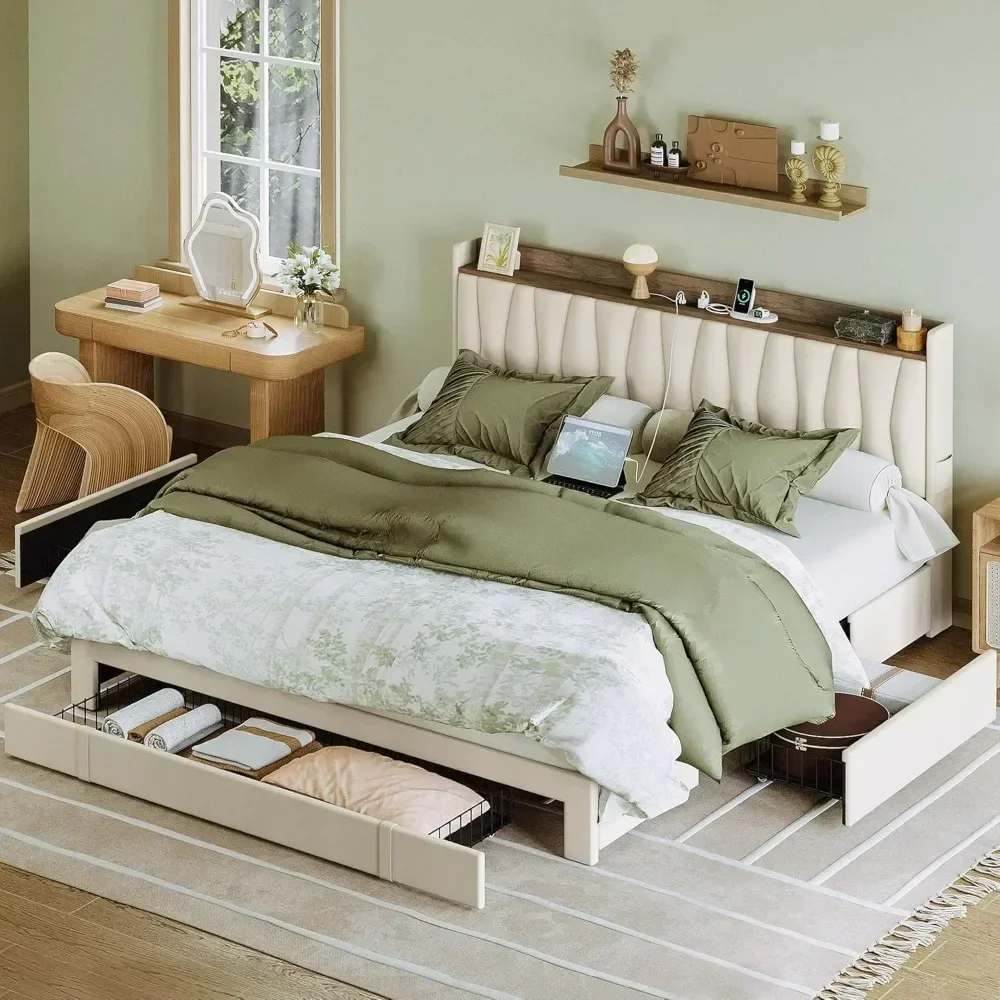 Cadre de lit King Size avec tê - King Size Bed Frame With Storage Drawers avis et prix